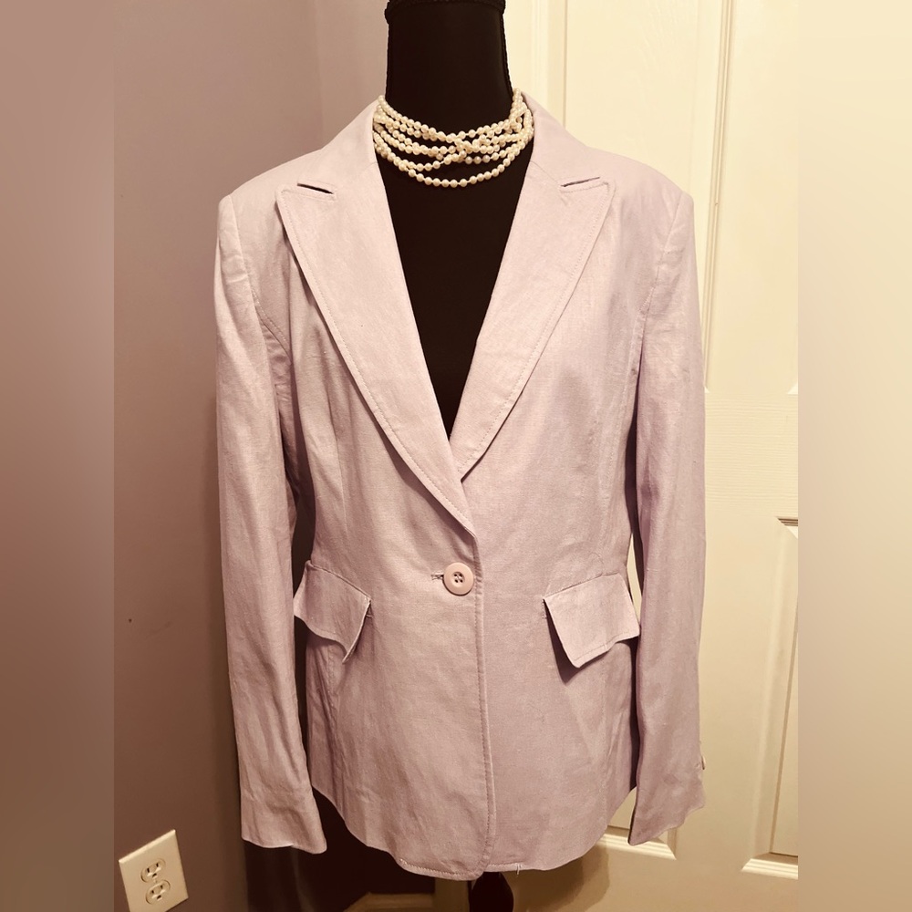 Chadwicks of Boston Lavender Linen Single-Button Blazer Jacket 10P Petite VTG
